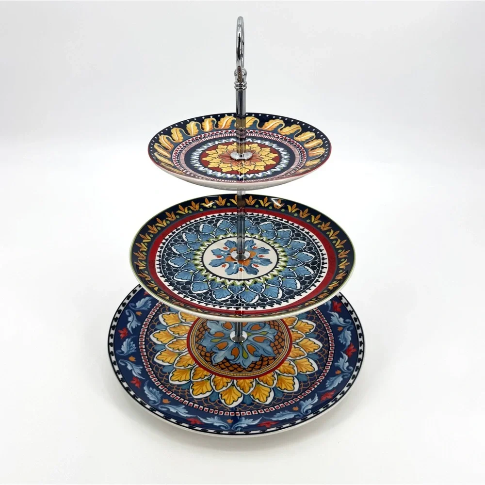 Williams Sonoma Sicily 3-Tiered Italian Majolica Tray Stand
